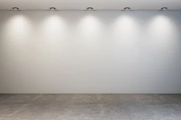 Fotobehang Wand Gloeiende achtergrond met spotlight en blinde muur.
