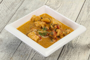 Traditional thai curry chicken soup