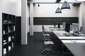 Luxury office room with computers