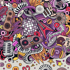 Obraz premium Cartoon vector doodles Disco music frame