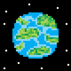 Obraz premium World pixel art. Vector picture.