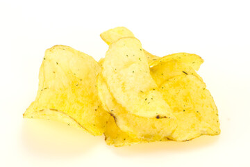 Natural potato salted chips heap
