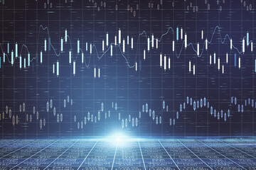 Business charts with digital interface.