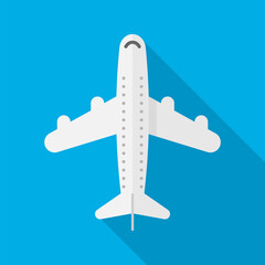 Airplane top view isolated on white background. Vector illustration.