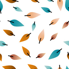 Fototapeta premium Vector autumn seamless pattern with leaves. Background and decorative and wallpaper, web and wrapping paper.