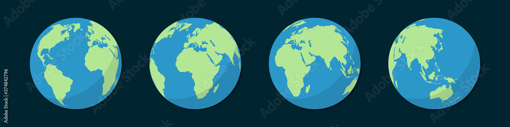Poster Set of planet earth globe in a flat design