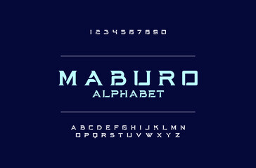 Futuristic alphabet typeface. Uppercase and number typography modern.