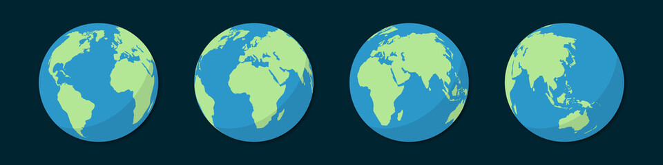Set of planet earth globe in a flat design