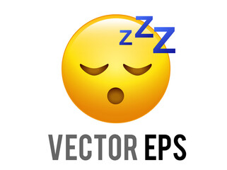 Vector yellow sleepy face emoji icon with ZZZ symbols - 374843511