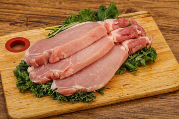Raw pork steak for cooking