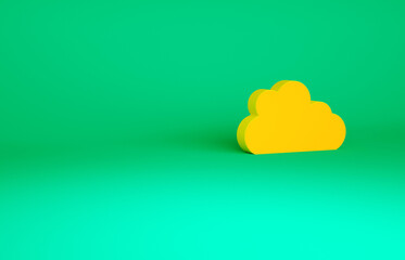 Orange Cloud icon isolated on green background. Minimalism concept. 3d illustration 3D render.