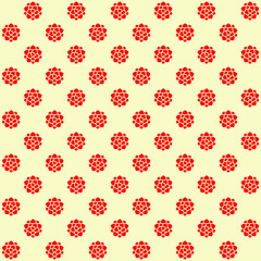 red mandala flower with yellow background repeat pattern