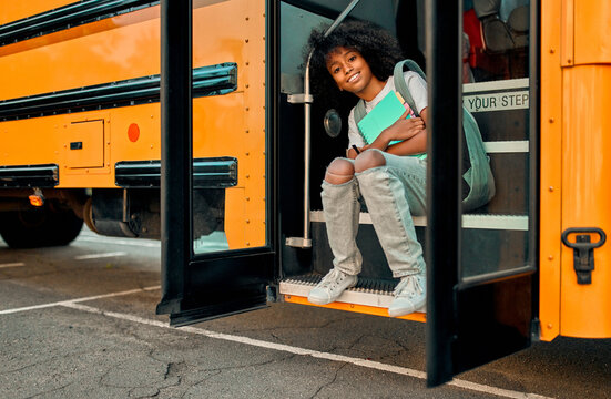 Girl Near School Bus