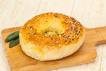 Hot tasty Uzbek flatbread for snack