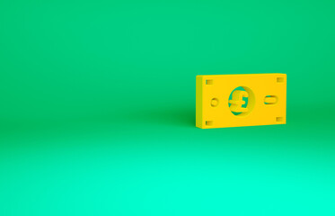 Orange Pound sterling money icon isolated on green background. Pound GBP currency symbol. Minimalism concept. 3d illustration 3D render.