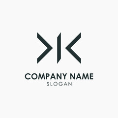 Modern Letter K KK Monogram Logo