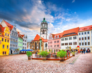 Marvelous view on cityscape of Meissen town on the River Elbe.