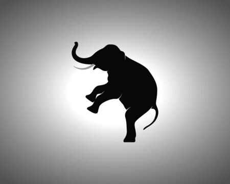 Elephant Silhouette on White Background. Isolated Vector Animal Template for Logo Company, Icon, Symbol etc