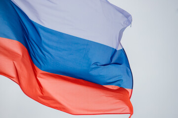 close up shot of wavy flag of Russia