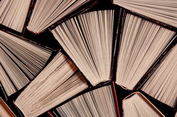 A huge home library with old multi-colored books