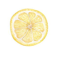 Watercolor illustration with ripe yellow lemons