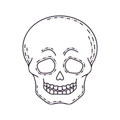 Hand-drawn Skull of a human head. Mystical vector illustration for Halloween.