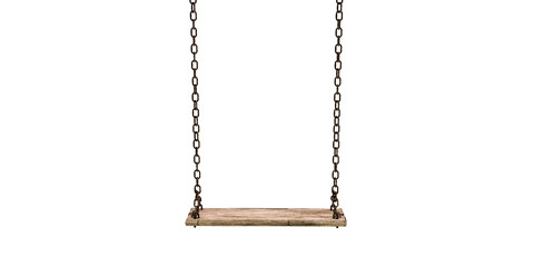 wooden swing isolated on white - obrazy, fototapety, plakaty