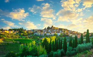 Cerreto Guidi village at sunset. Tuscany, Italy