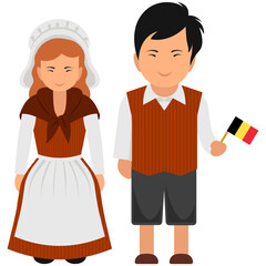 
National belgium dress in flat vector
