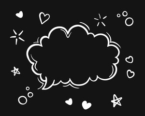doodle black and white hand drawn sketch Speach bubbles. Vector line art illustration