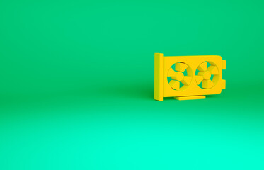 Orange Video graphic card icon isolated on green background. Minimalism concept. 3d illustration 3D render.