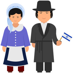 
Couple wearing israeli dress showing the concept of israeli nationals 
