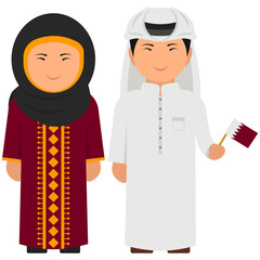 
Fully covered qatar nationals, traditional dress 
