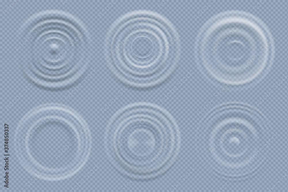 Sticker water circles. realistic round shapes of liquids top view waves vector template. liquid effect rippl