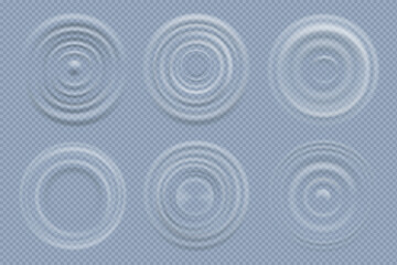 Fototapeta na wymiar Water circles. Realistic round shapes of liquids top view waves vector template. Liquid effect ripple surface ring wave illustration