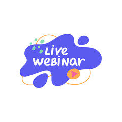 Webinar live icon logo. Background concept banner digital online streaming video webcast.Button emblem label.Video conference