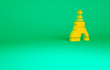 Orange The Tsar bell in Moscow monument icon isolated on green background. Minimalism concept. 3d illustration 3D render.