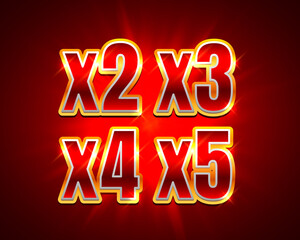 Bonus 2x, 3x, 4x, 5x prize winner, big jackpot game, casino sign set. Vector