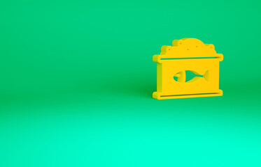 Orange Tin can with caviar icon isolated on green background. Minimalism concept. 3d illustration 3D render.