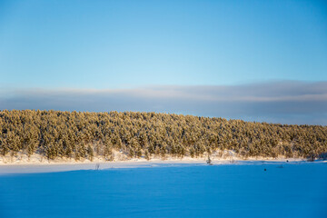 Winter landscape in Nuorgam, Lapland, Finland