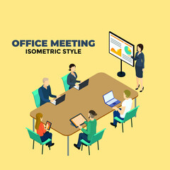 Office Meeting - Isometric design - Business Meeting Design - Vector design for Business 