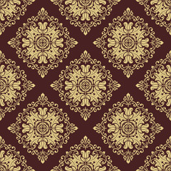 Orient vector classic pattern. Seamless abstract background with vintage golden elements. Orient brown and golden background. Ornament for wallpaper and packaging