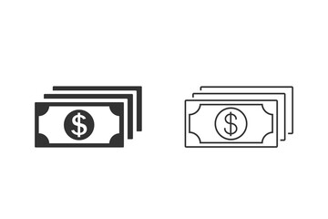 Vector money line icon set on white