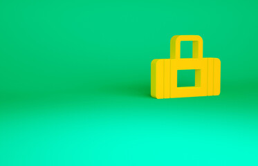Orange Sport bag icon isolated on green background. Minimalism concept. 3d illustration 3D render.