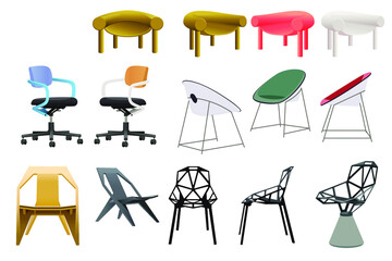 Design chairs set. Fashionable interior