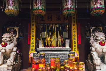 Outside of Thousand Buddha Temple or Chua Van Phat pagoda in District 5, Ho Chi Minh City, Vietnam near mid-Autumn festival on Aug 31 2020