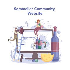 Sommelier online service or platform. Man with a bottle of grape