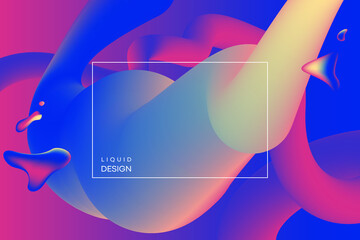 Liquid blue and red trendy background. Fluid shapes