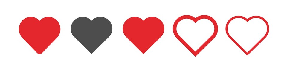heart icon, isolated love vector sign, symbol. set romantic illustration logo.
