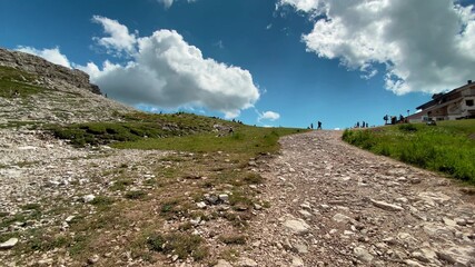 Shelter in summer season in a mountain peak
